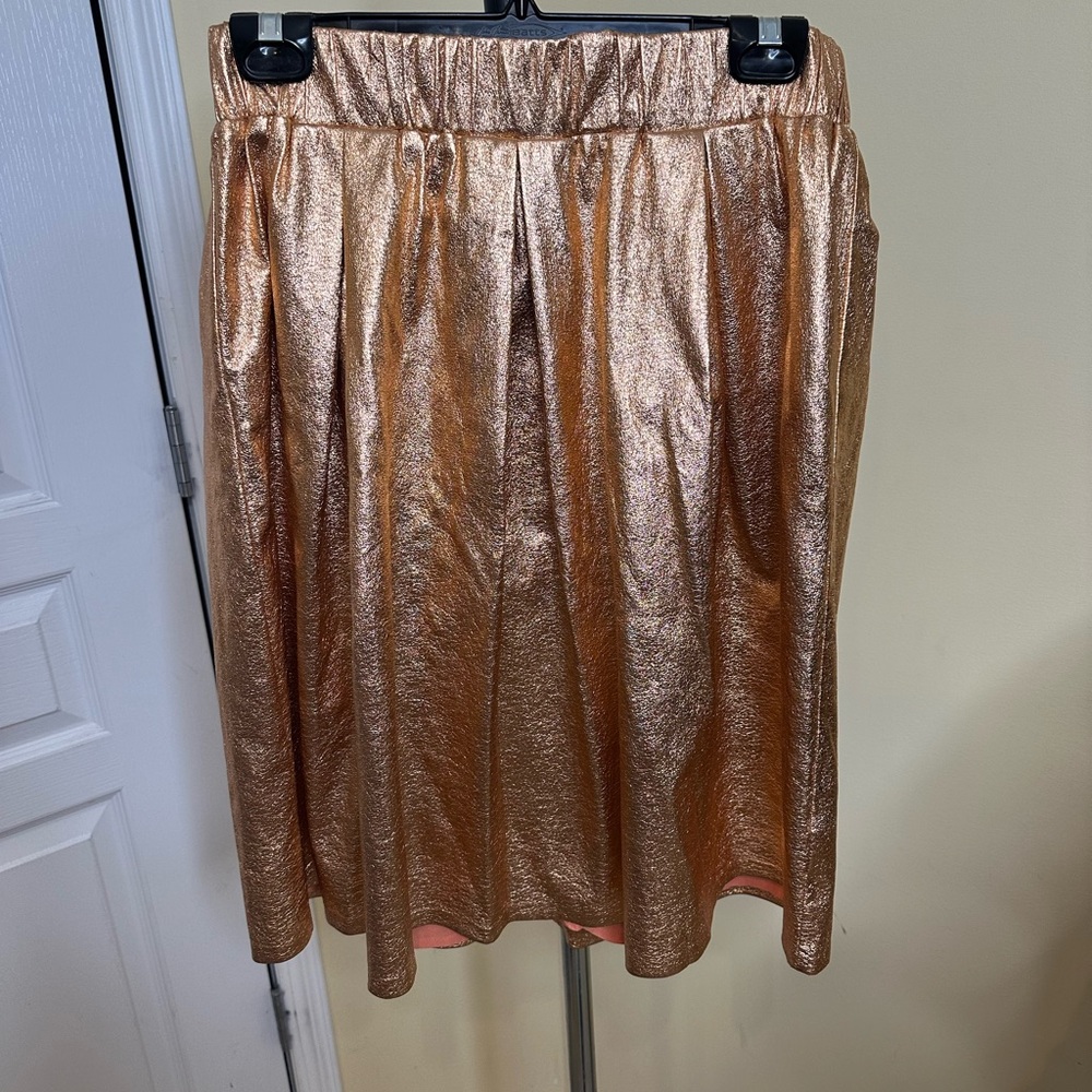 Moulinette Soeurs Metallic Rose Gold A-Line Skirt